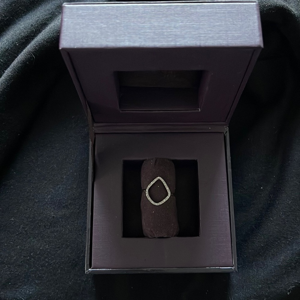 Monica Vinader Riva Diamond Hoop Ring Size 6 Rose gold and diamond